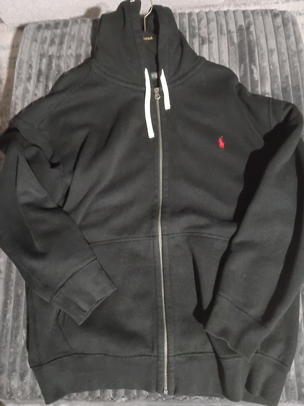 Ralph Lauren Black Full-Zip Hoodie with Red Pony